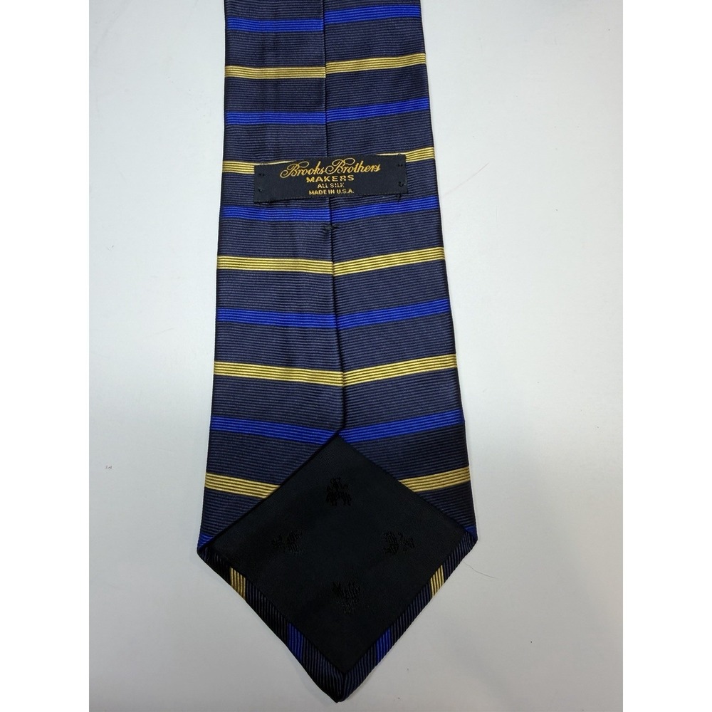 Brooks Brother Blue, Navy, And Yellow Color Tie - Picture 2 of 4